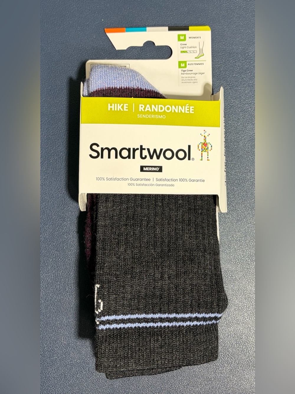 NWT Smartwool Women's Hike Light Cushion Crew Socks, Color - Charcoal, M